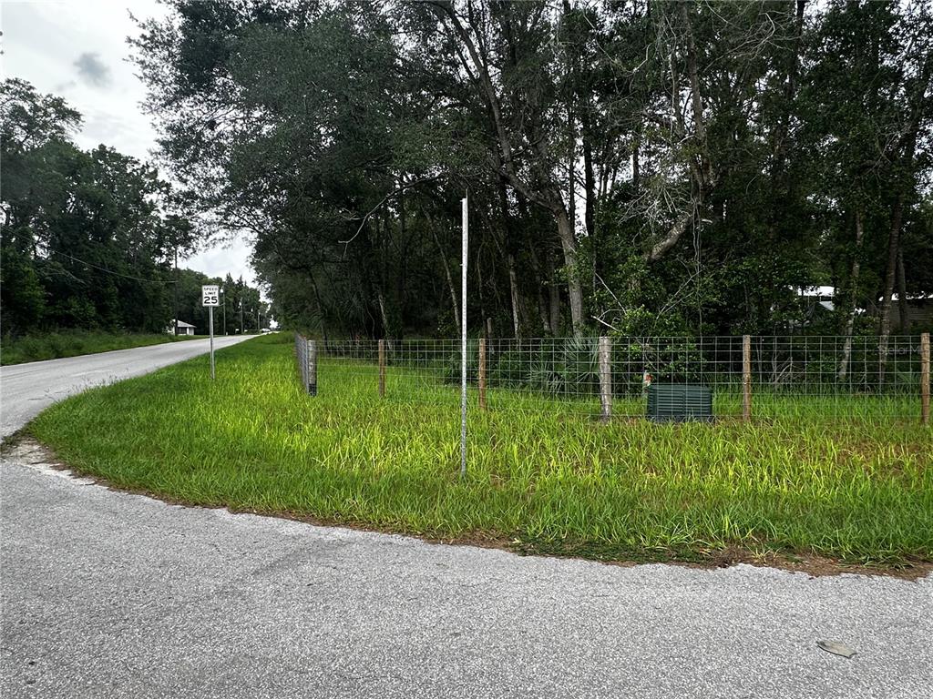 A grassy corner lot is enclosed by a wire fence next to a paved road — 719 S ARLENE AVENUE, INVERNESS, FL