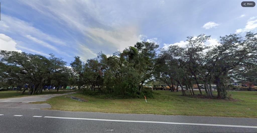 A grassy, tree-lined vacant lot sits adjacent to a paved road under a cloudy sky — N/A, POLK CITY, FL