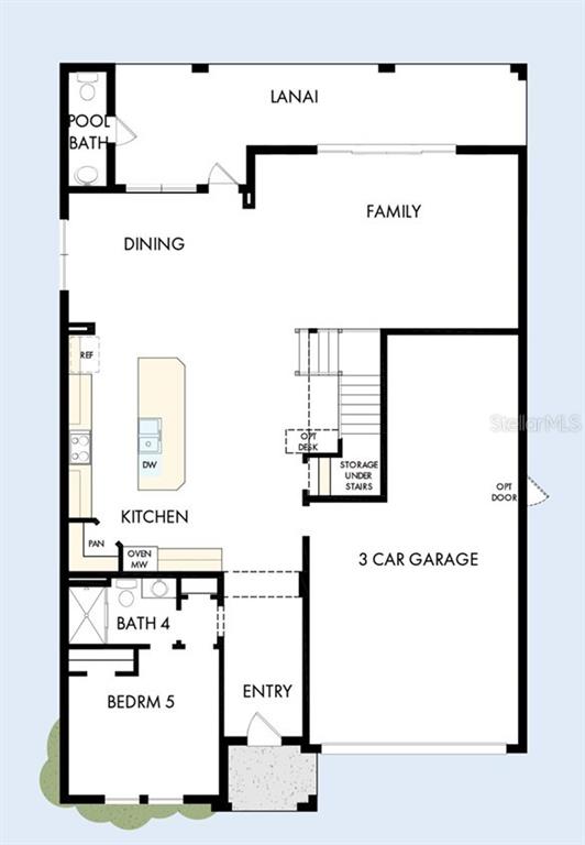 This is a floor plan of a home's first level featuring a garage and lanai — 3303 W CORONA STREET, TAMPA, FL