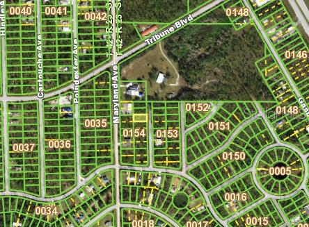 This is a satellite map showing residential land parcels and street layouts in a neighborhood — 12293 CAMPHOR DRIVE, PUNTA GORDA, FL