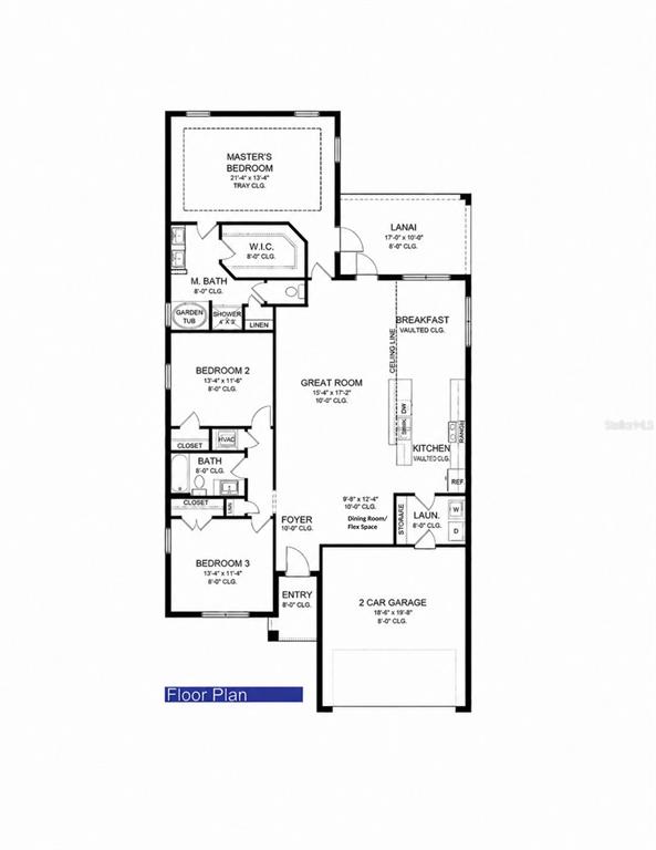This is a floor plan for a three-bedroom house with a two-car garage — 7009 166TH PLACE E, PARRISH, FL