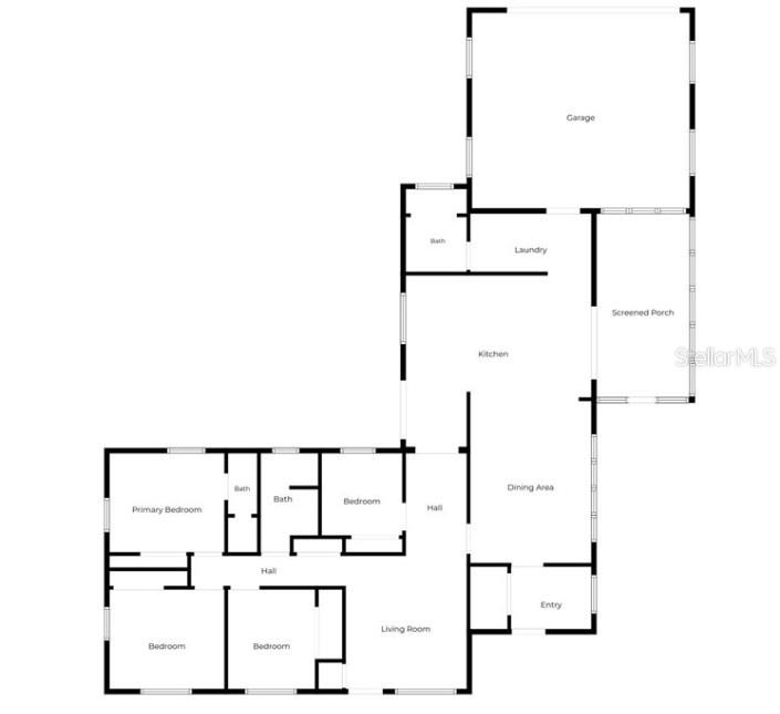 This is a floor plan of a single-story house with four bedrooms, a garage, and a porch — 813 ELLERBE WAY, LAKELAND, FL