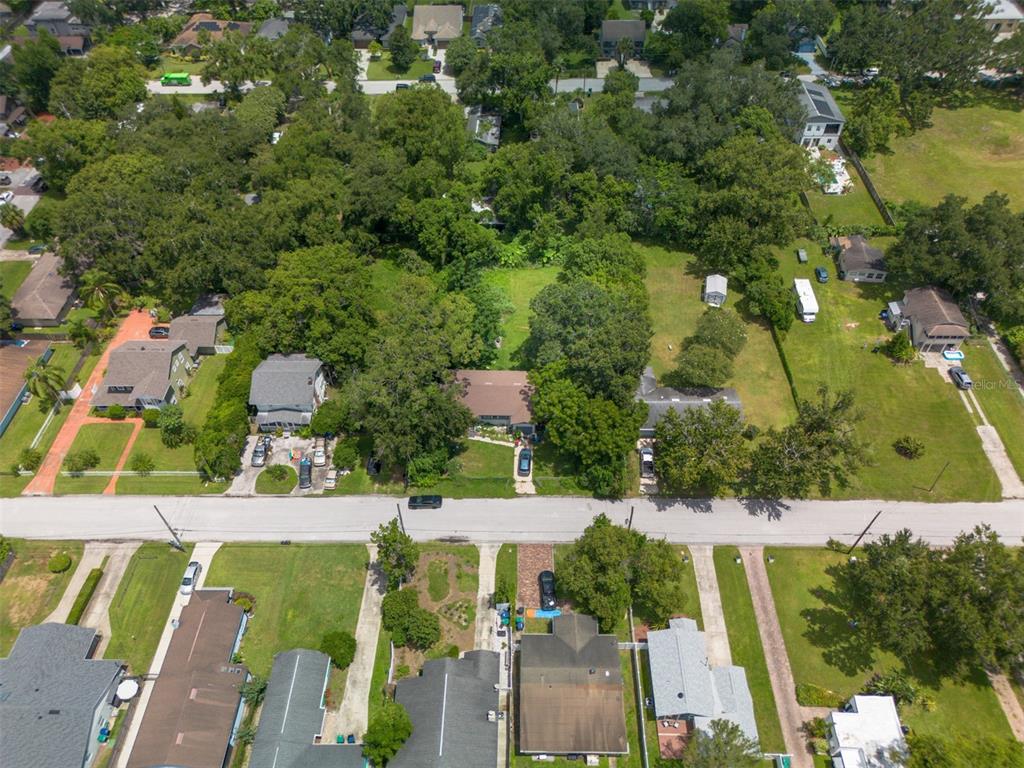 An aerial view shows several residential houses surrounded by trees and green lawns — CARLTON DRIVE, ORLANDO, FL