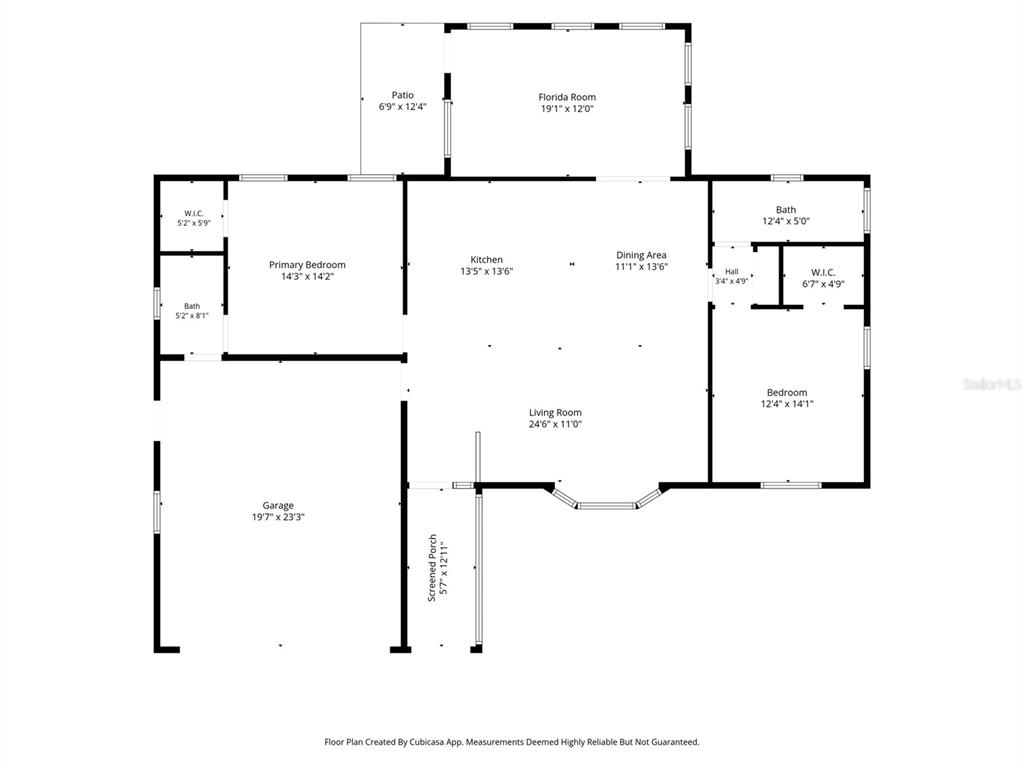 This is a floor plan of a single-story house with a garage and two bedrooms — 5931 N BROOKGREEN DRIVE, CRYSTAL RIVER, FL
