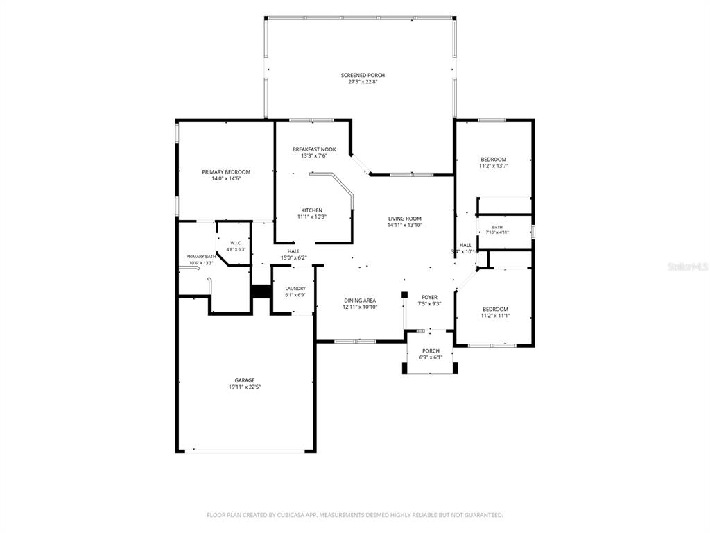 This is a floor plan of a single-story house with a garage and screened porch — 9583 SW 46TH TERRACE, OCALA, FL