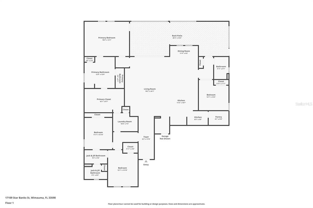 This is a floor plan for a single-story residential home — 17109 STAR BANKS STREET, WIMAUMA, FL