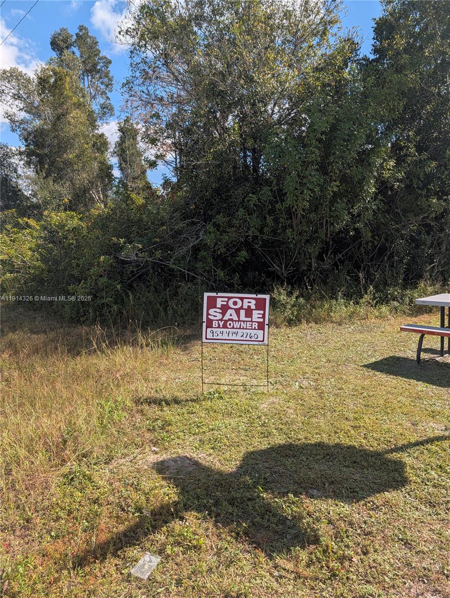 A for sale by owner sign stands in a grassy, wooded lot — 1028 Atherton Ave, Lehigh Acres FL 33971, LEHIGH ACRES, FL