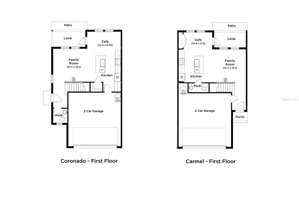 A row of modern two-story townhomes with white siding, attached garages, and paved driveways — 2692 MEADOW CREST DRIVE, ST CLOUD, FL