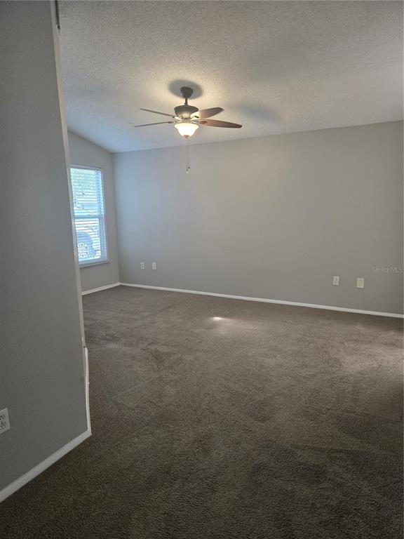 An empty bedroom features gray walls, brown carpeting, and a ceiling fan — 787 ARTHURS COURT, TARPON SPRINGS, FL