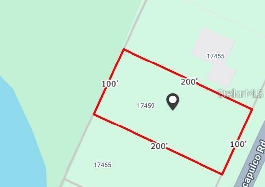 This is a map showing the rectangular property boundaries and dimensions of a land parcel — 17459 BOCA VISTA ROAD, PUNTA GORDA, FL