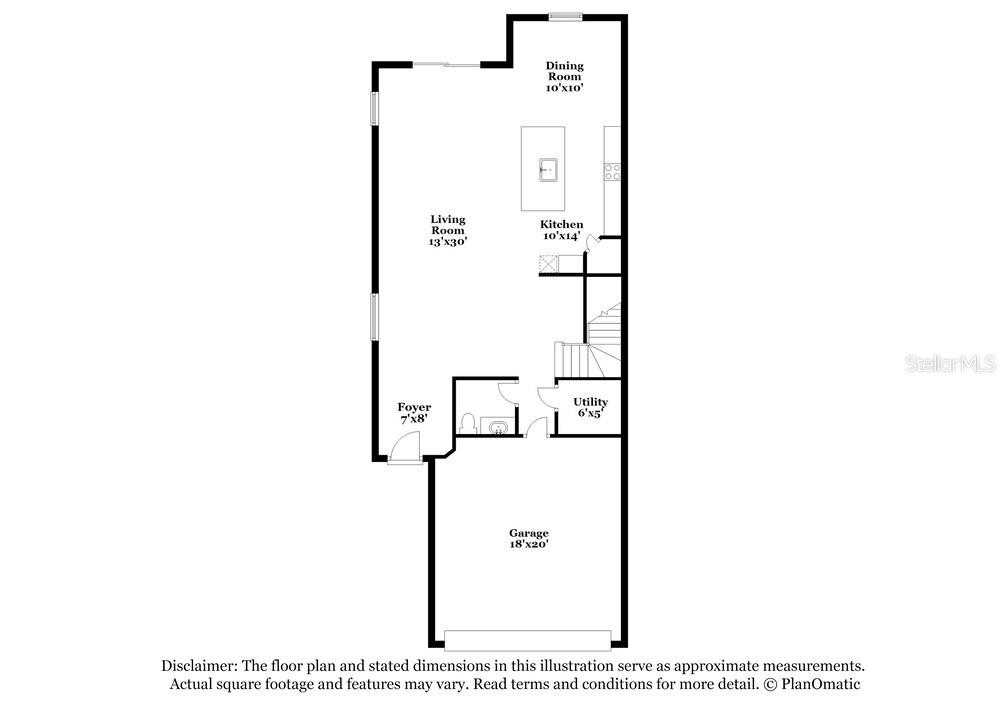 This is a floor plan showing the layout of a home's first floor — 7337 SPRING SNOWFLAKE AVENUE, TAMPA, FL