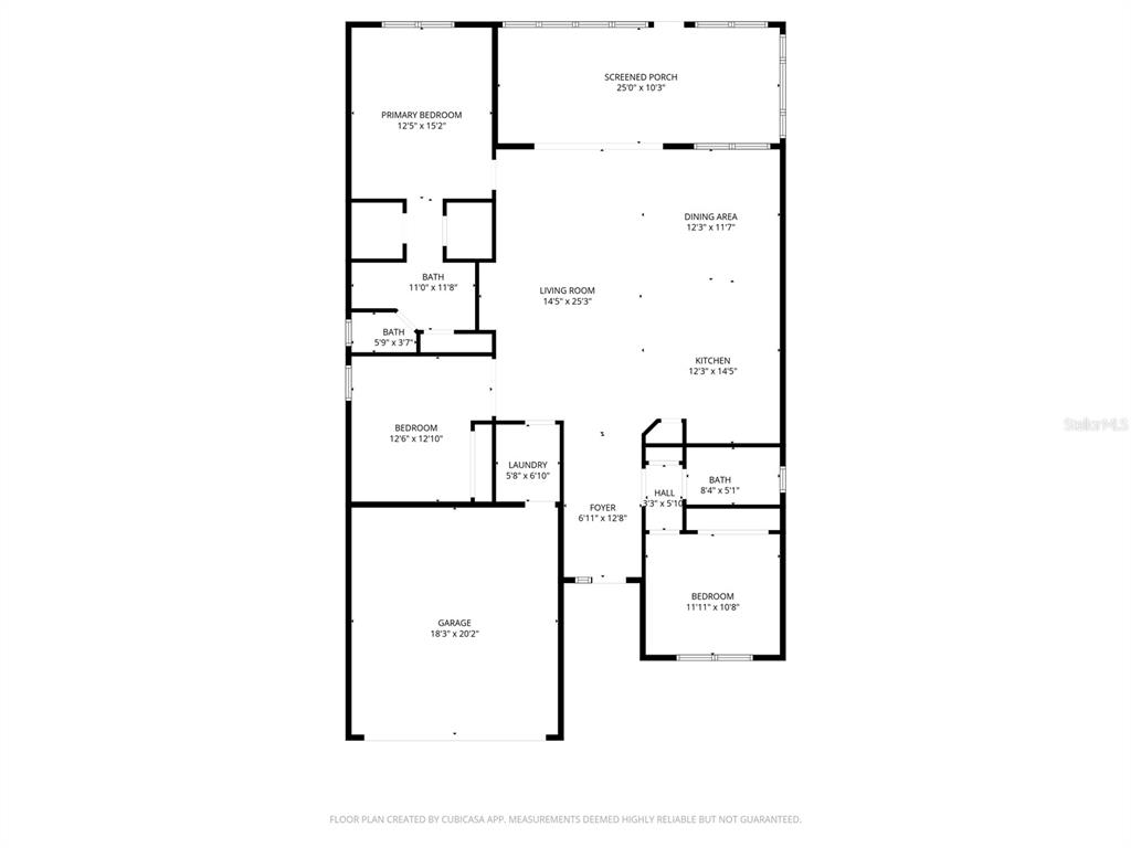 This is a floor plan showing a house with three bedrooms, a garage, and a porch — 2163 N BRENTWOOD CIRCLE, LECANTO, FL