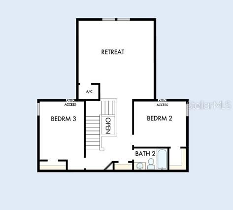 This floor plan shows an upper level with two bedrooms, a bathroom, and a retreat — 5130 SEA BRANCH AVENUE, APOLLO BEACH, FL