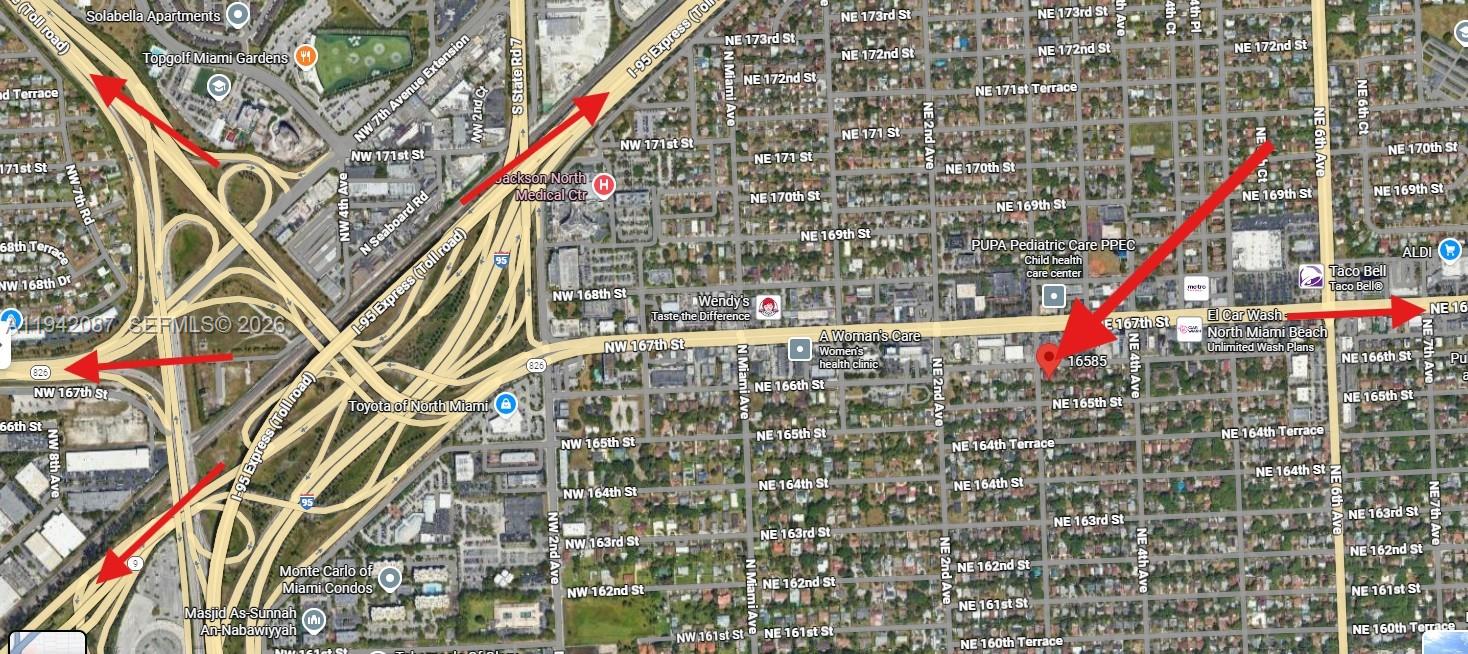 This is a map showing the location of a property in North Miami Beach — 16585 NE 3 AVE, Miami FL 33162, MIAMI, FL