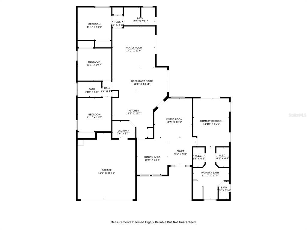 This is a floor plan showing the layout of a single-story residential home — 12900 CLOVERDALE LANE, CLERMONT, FL
