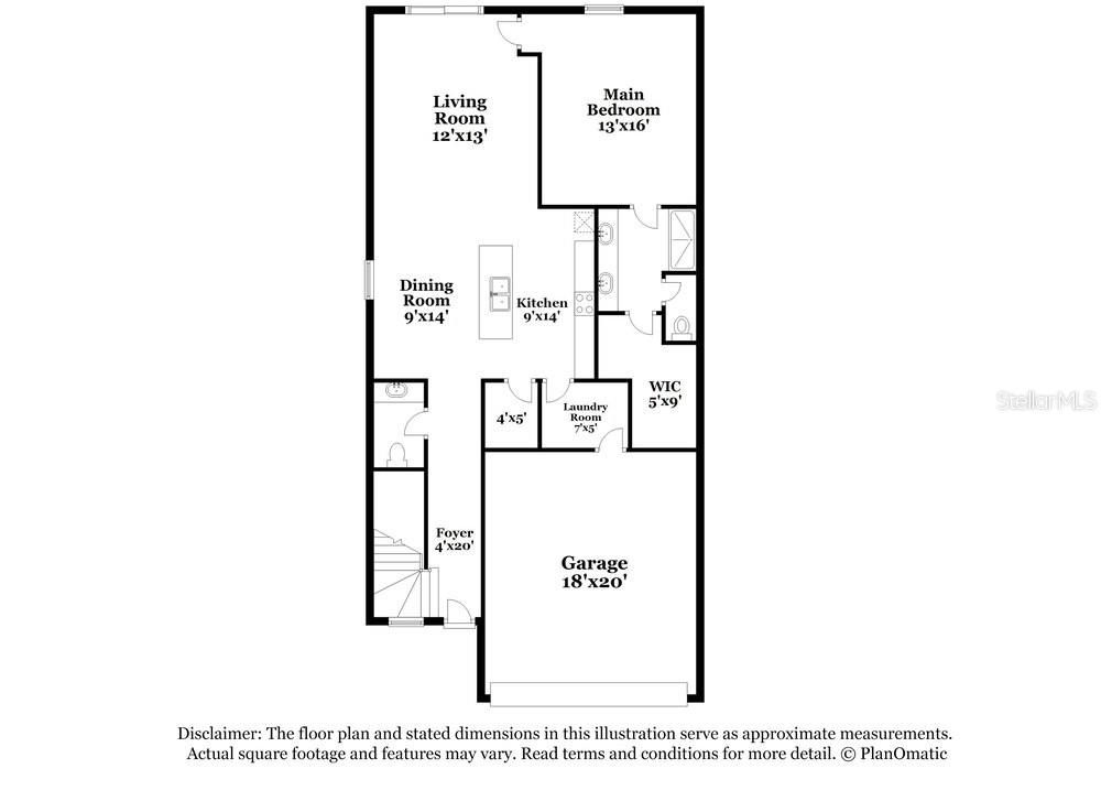 This is a floor plan for a one-bedroom home with an attached garage — 17954 BLISSFUL STARS DRIVE, LUTZ, FL