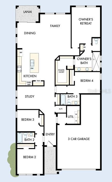This is a floor plan for a single-story home featuring four bedrooms and a garage — 5027 ORINOCO LANE, ST CLOUD, FL