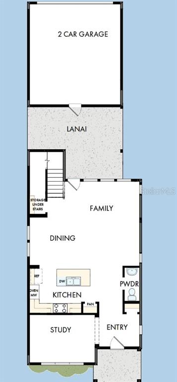 This is a floor plan for the first level of a home featuring a garage — 3211 VOYAGER AVENUE, ST CLOUD, FL