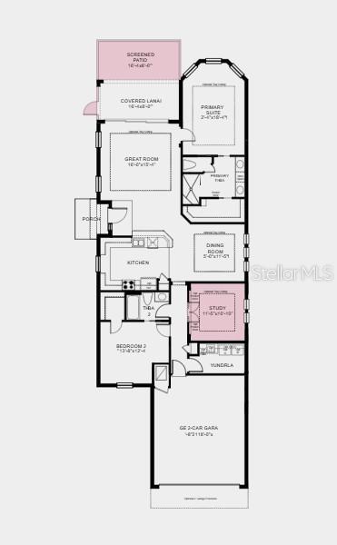 This is a floor plan for a single-story home with a two-car garage — 3864 IMMACOLATA WAY, WESLEY CHAPEL, FL