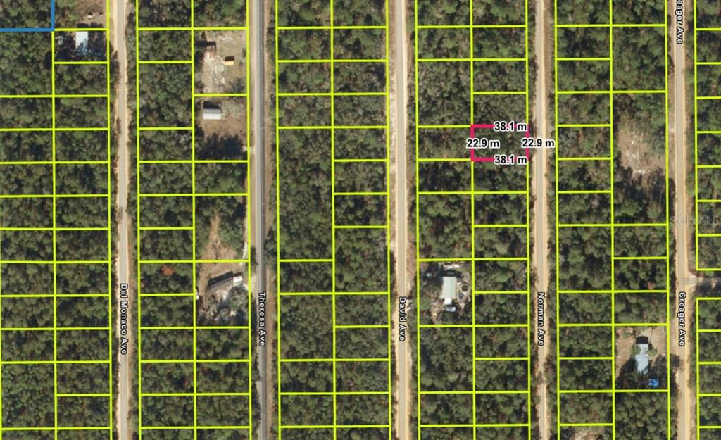 This is an aerial map showing residential land parcels divided by streets — 504 NORMAN AVE, INTERLACHEN, FL