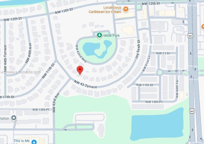 This is a map showing the location of a property near Wolk Park — 1118 NW 43rd Ter, Lauderhill FL 33313, LAUDERHILL, FL