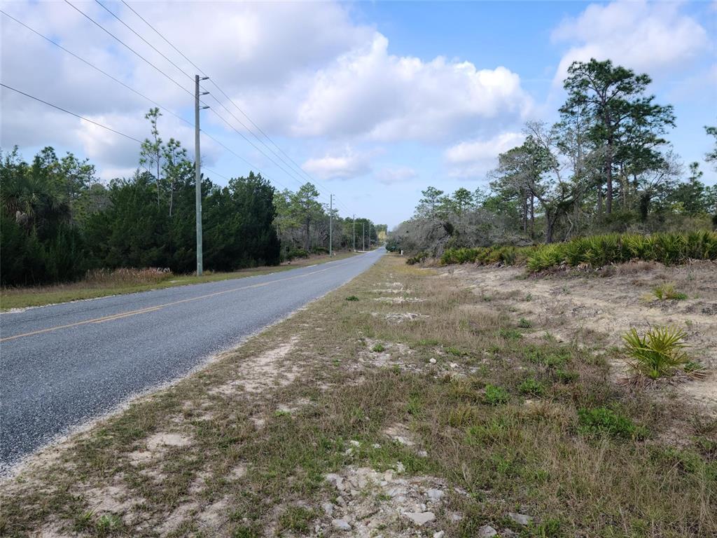 A paved road stretches through a rural landscape with trees and power lines — 12121 THRASHER AVENUE, WEEKI WACHEE, FL