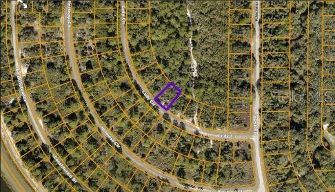 This is an aerial map showing a highlighted residential lot located along a curved street — CODY CIRCLE, NORTH PORT, FL