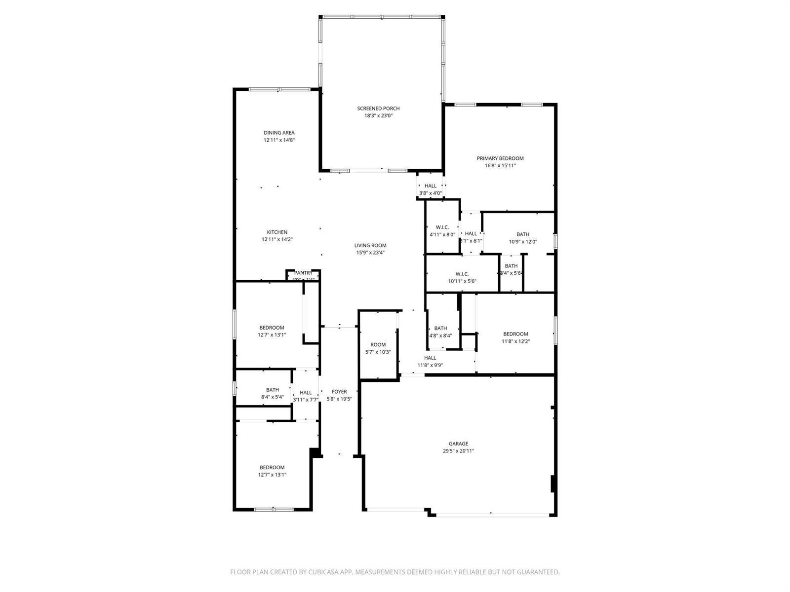 This is a floor plan of a single-story house with a garage and screened porch — 8330 Summer Lake Drive, Vero Beach FL 32967, VERO BEACH, FL