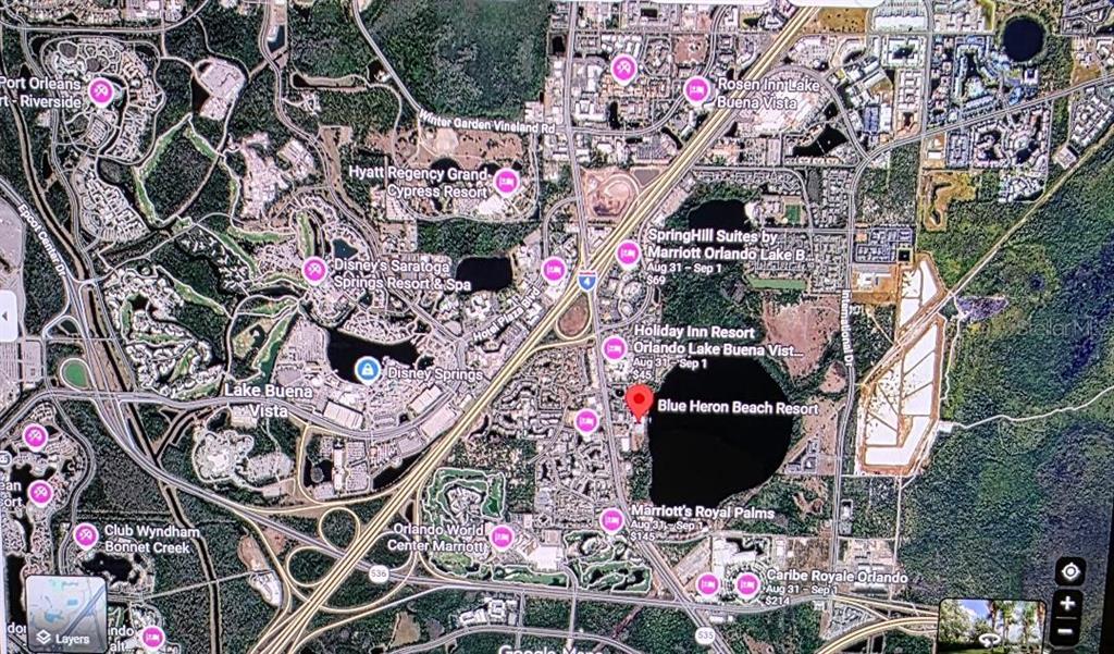 This is a map showing the location of the Blue Heron Beach Resort in Orlando — 13415 BLUE HERON BEACH DRIVE UNIT 609, ORLANDO, FL