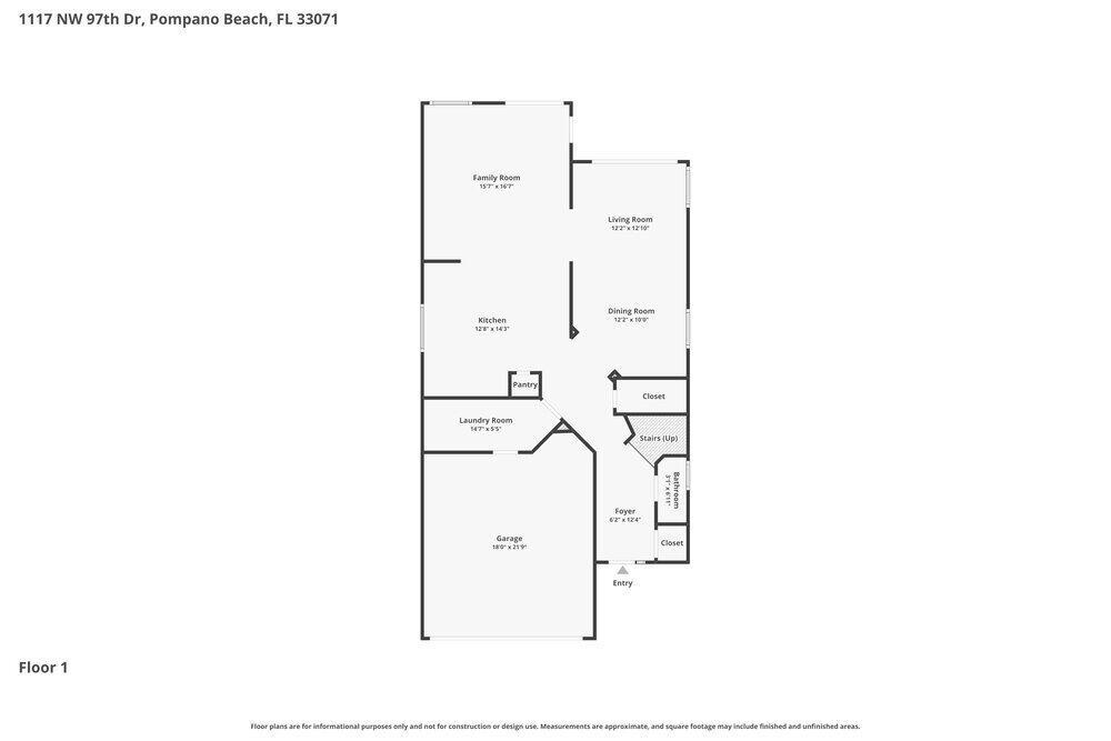 This is a floor plan for the first level of a residential home — CORAL SPRINGS, FL