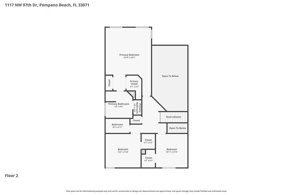 This is a floor plan for the second level of a residential home — CORAL SPRINGS, FL