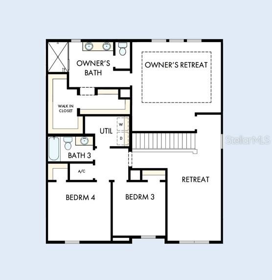 This is a floor plan for the upper level of a home featuring four rooms — 10669 CRESCENT CREEK CROSSING, PARRISH, FL