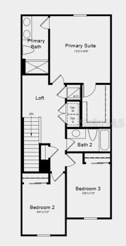 This is a floor plan of a residential second floor featuring three bedrooms and a loft — 7211 GRAND FOREST WAY, NOKOMIS, FL