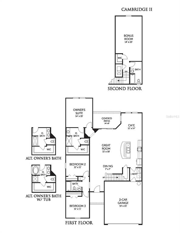 This is a floor plan for a two-story home featuring three bedrooms and a bonus room — 3433 GOLDEN EAGLE DRIVE, ORANGE PARK, FL