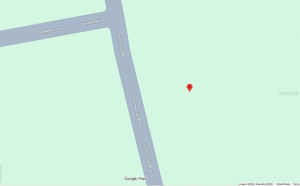 This is a map showing a red location marker near the intersection of Landmark Lane and Country Club Boulevard — Lot 29 Unit 2 Blk 218 COUNTRY CLUB BOULEVARD, CHIPLEY, FL