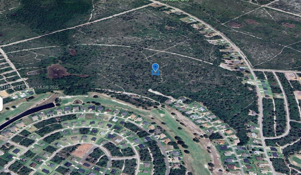 This aerial view shows a vacant, wooded lot marked by a blue location pin — 6503 San Benito, Sebring FL 33872, SEBRING, FL