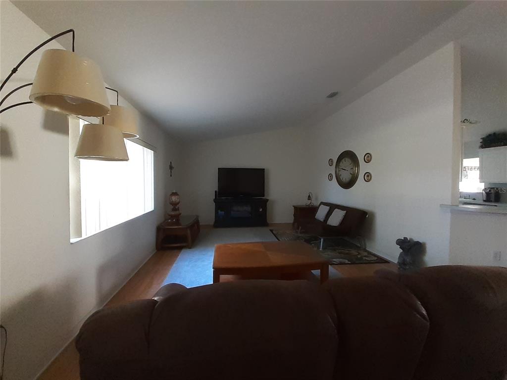 A living room features a brown sofa, a coffee table, a television, and a floor lamp — 11655 SW 140TH LANE, DUNNELLON, FL