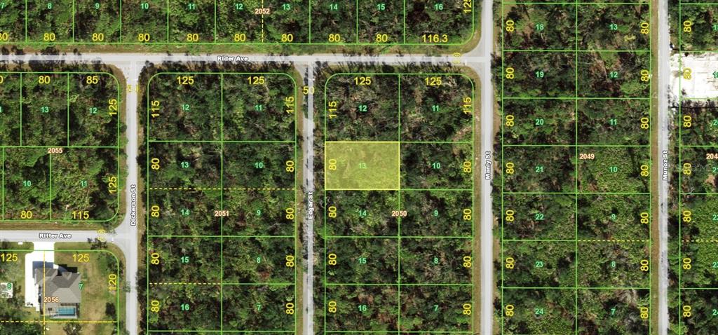 This is a map showing a highlighted parcel of land within a grid of lots — 380 EDGAR STREET, PORT CHARLOTTE, FL