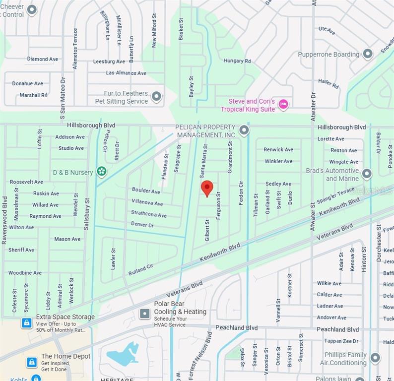 This is a map showing streets and businesses in a residential neighborhood — 20033 & 20041 BUCHANAN AVENUE, PORT CHARLOTTE, FL