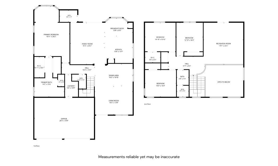 This is a two-story floor plan showing the layout of a residential home — 11772 Bayou Lane, Boca Raton FL 33498, BOCA RATON, FL