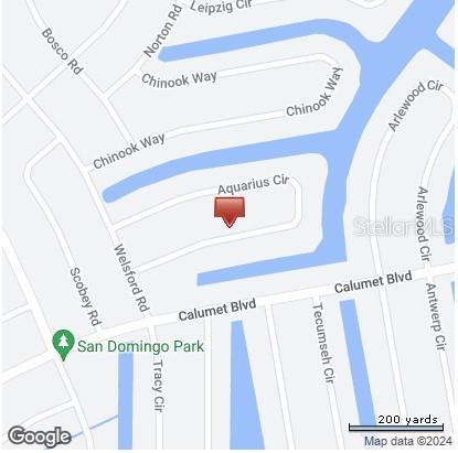 This is a map showing the location of a property on Aquarius Circle — 15213 AQUARIUS CIRCLE, PORT CHARLOTTE, FL