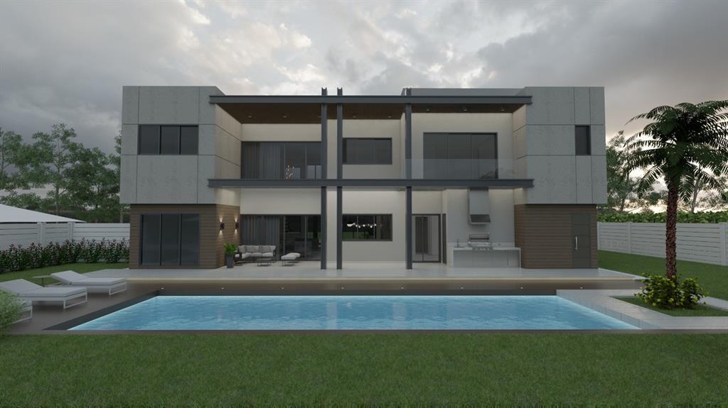 This is a rendering of a modern two-story house exterior featuring a swimming pool — 112 N LINCOLN AVENUE, TAMPA, FL