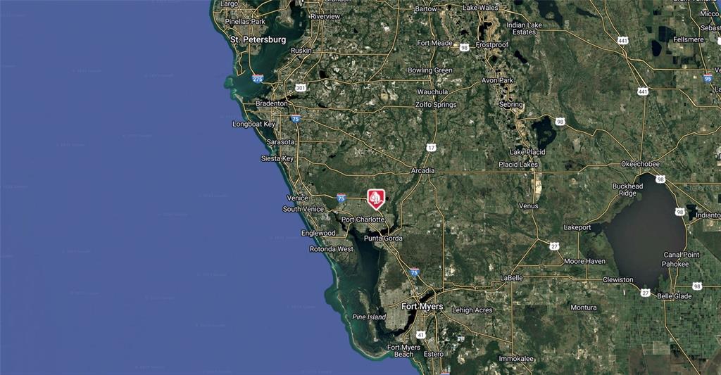This is a map showing the location of a property in Southwest Florida — 0 HARCOURT CIRCLE, NORTH PORT, FL