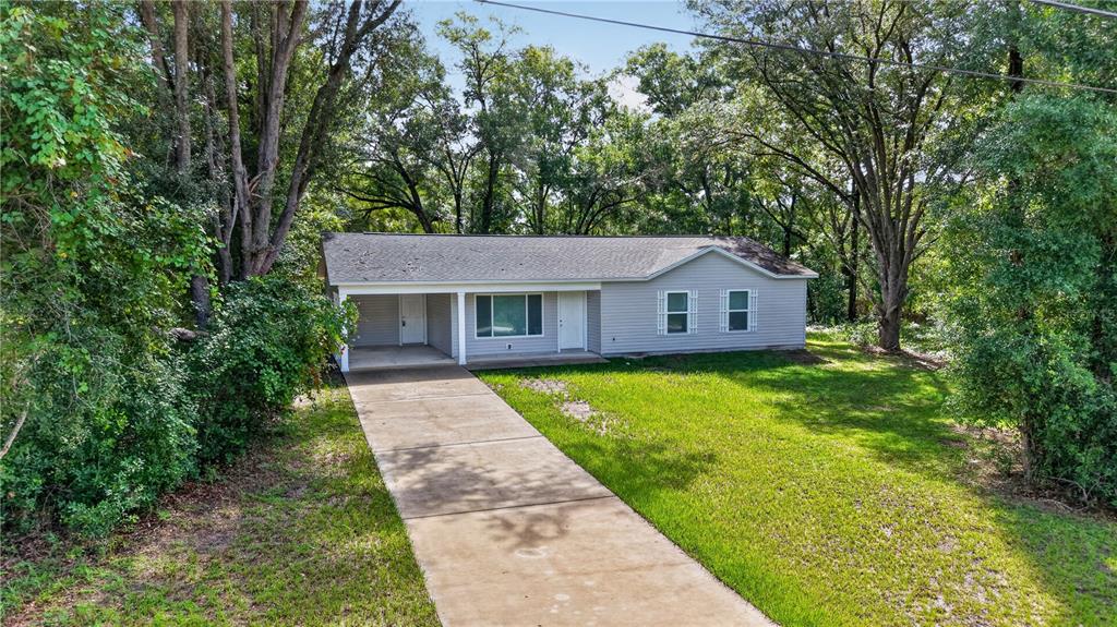 A single-story house with light gray siding, a concrete driveway, and a covered entryway — 6255 SE 165TH COURT, OCKLAWAHA, FL