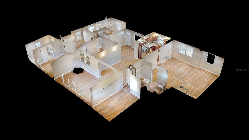 This is a 3D floor plan rendering of a home with light wood-look flooring — 505 FIELDER BOULEVARD, SEBRING, FL