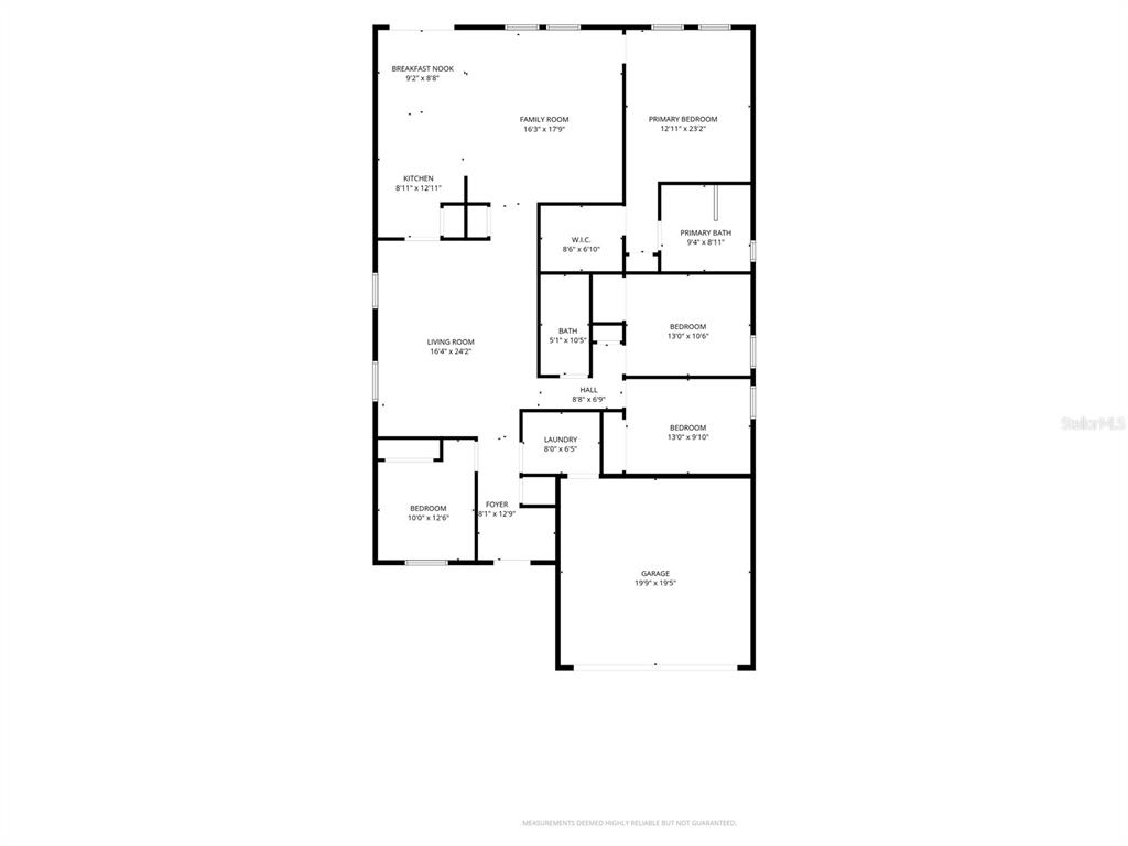 This is a floor plan showing the layout of a single-story residential home — 2719 CYPRESS BOWL ROAD, LUTZ, FL