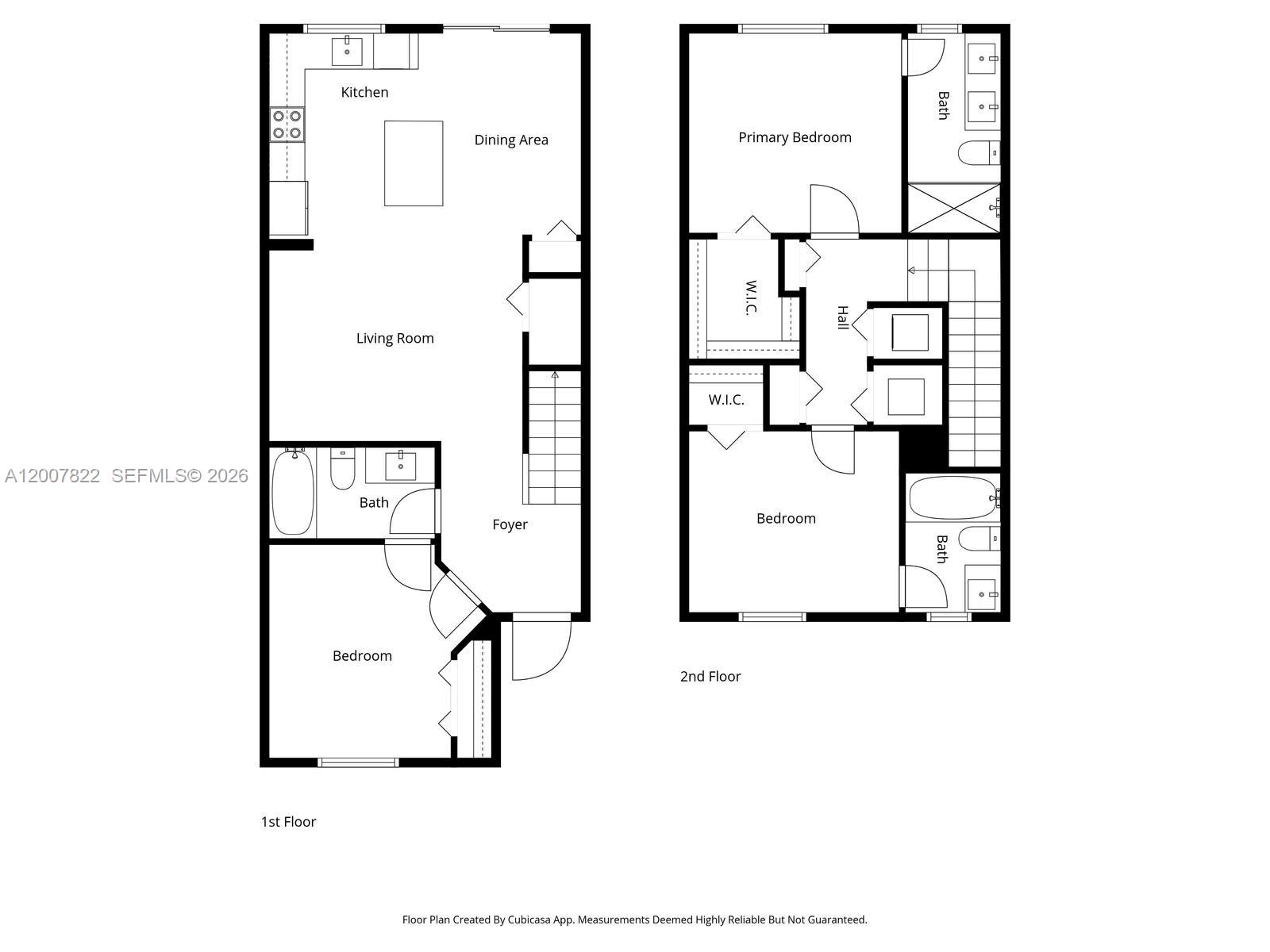 This is a two-story floor plan showing a kitchen, living room, and three bedrooms — 2349 NW 122nd Ter, Miami FL 33167, MIAMI, FL