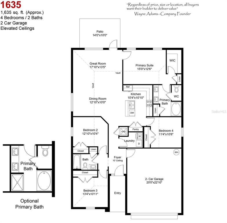 This is a floor plan for a four-bedroom, two-bathroom house with a two-car garage — 5041 TEATHER STREET, SPRING HILL, FL