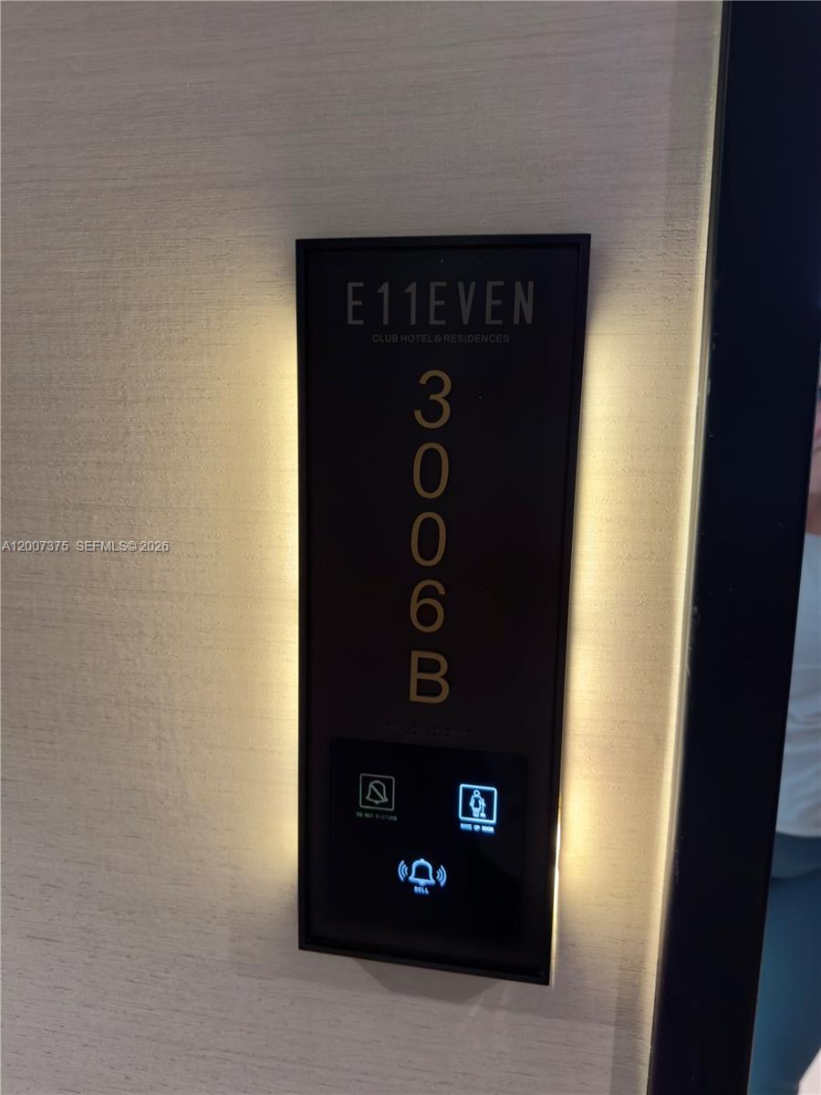 A wall-mounted digital room number sign for unit 3006B at E11EVEN Club Hotel & Residences — 20 NE 11th St # 3006B, Miami FL 33132, MIAMI, FL