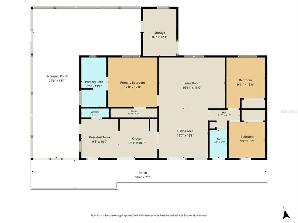 This is a floor plan showing the layout of a house with multiple rooms and porches — 7298 S RAMA AVENUE, LECANTO, FL
